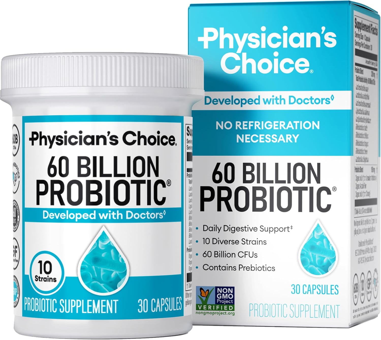 Physician's Choice Probiotics 60 Billion CFU - 10 Strains + Organic Prebiotics - Immune
