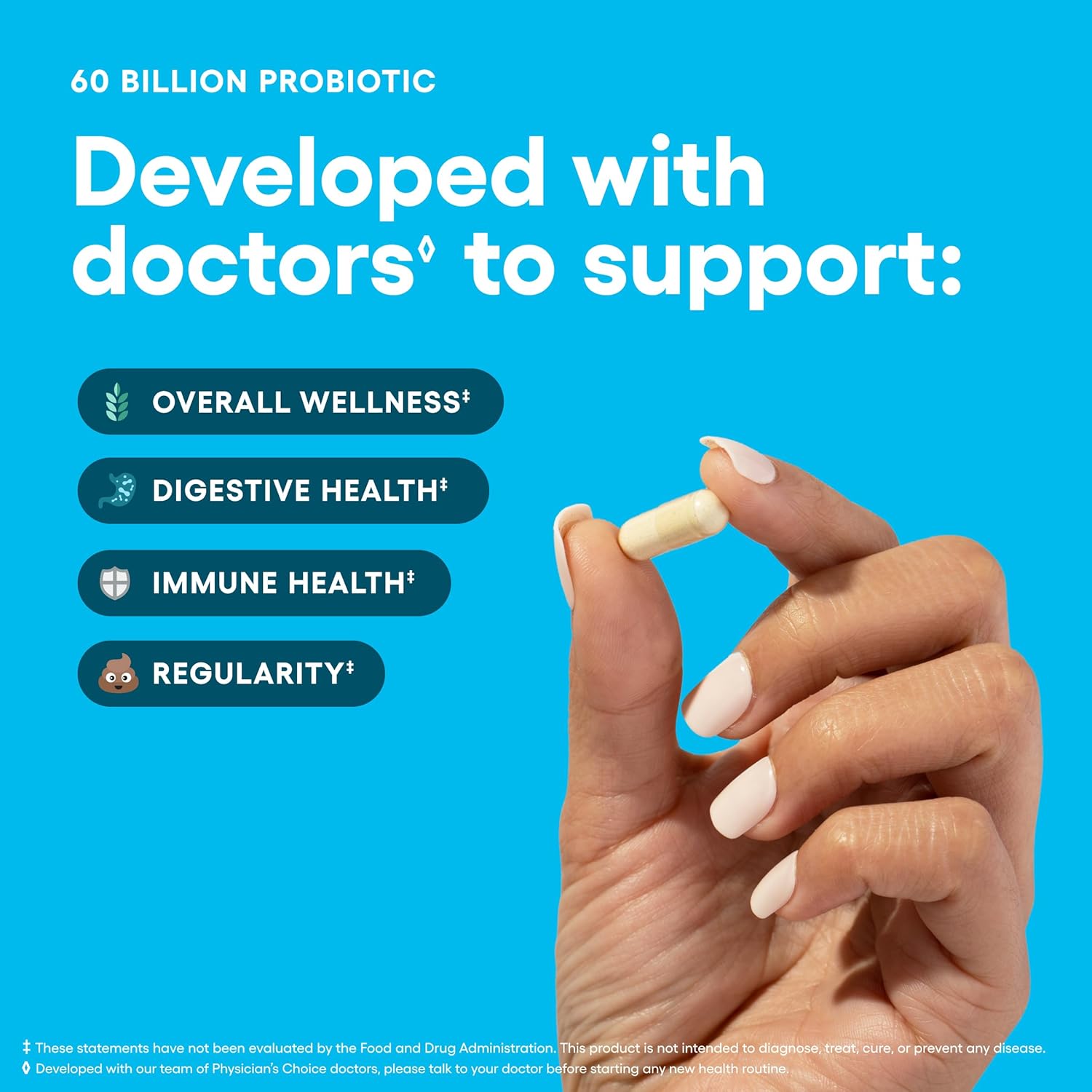 Physician's Choice Probiotics 60 Billion CFU - 10 Strains + Organic Prebiotics - Immune