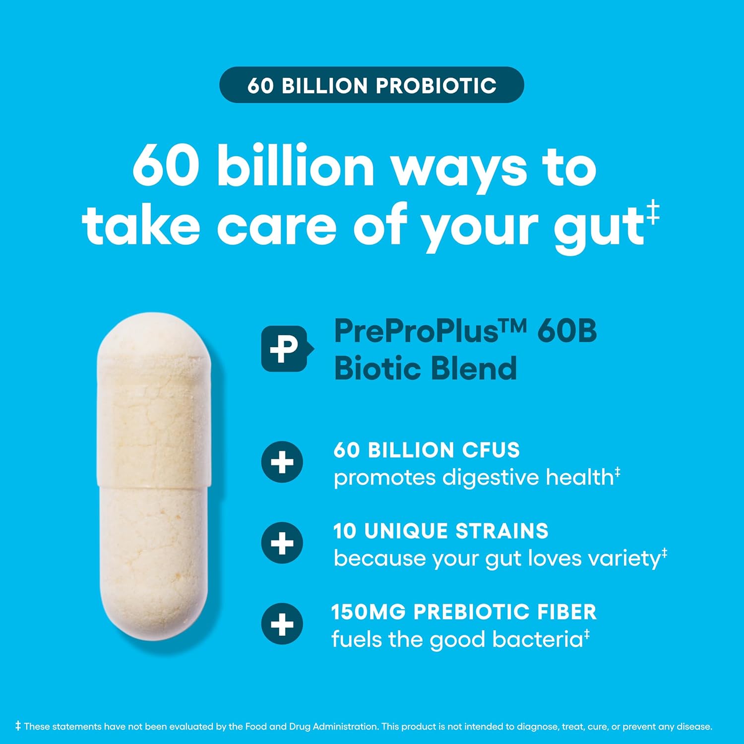 Physician's Choice Probiotics 60 Billion CFU - 10 Strains + Organic Prebiotics - Immune