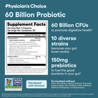 Physician's Choice Probiotics 60 Billion CFU - 10 Strains + Organic Prebiotics - Immune