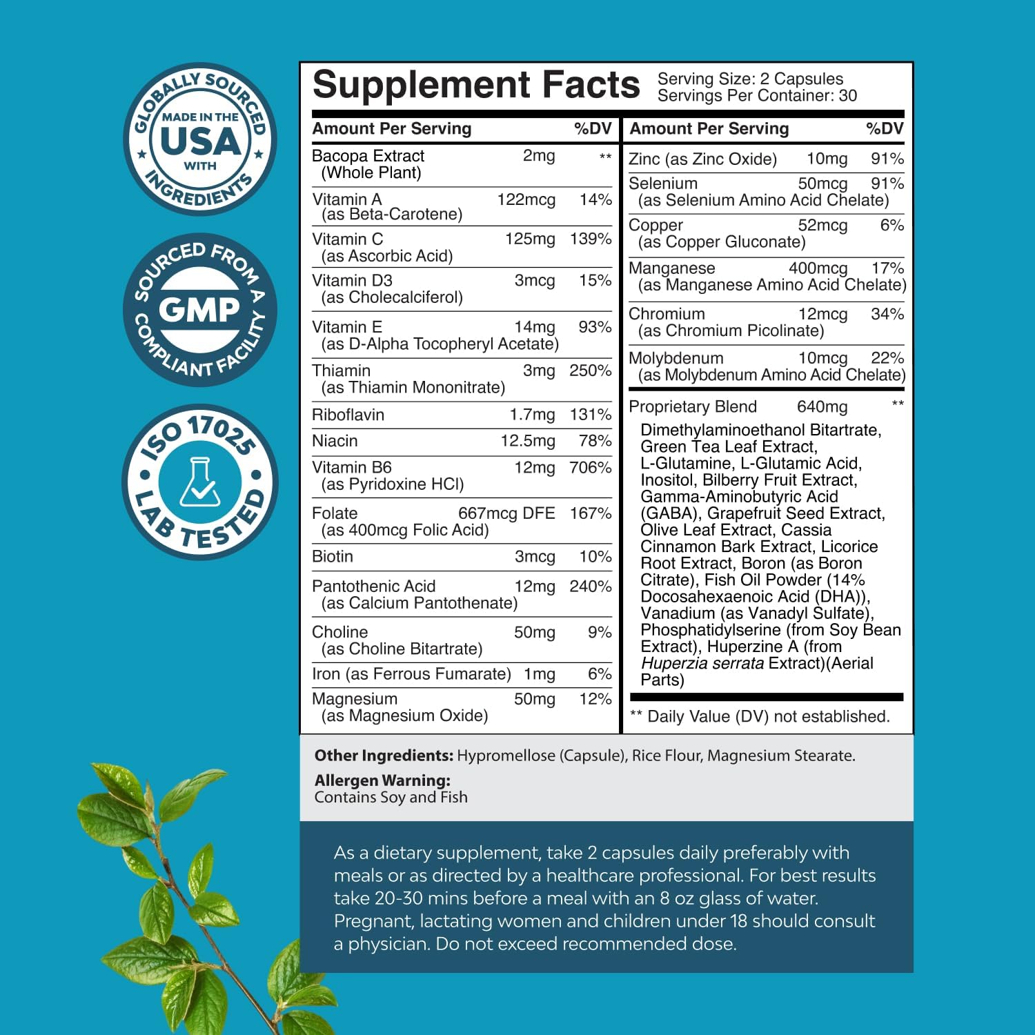 Nootropic Brain Supplement for Memory and Focus Support