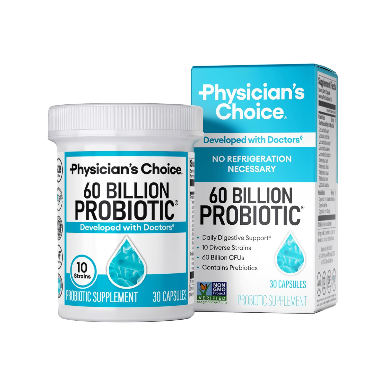 Physician's Choice Probiotics 60 Billion CFU - 10 Strains + Organic Prebiotics - Immune